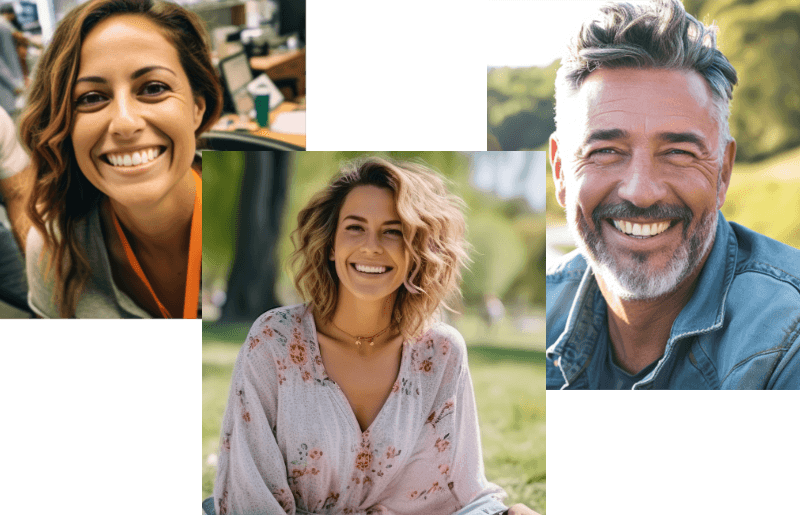 Collage of 3 people smiling